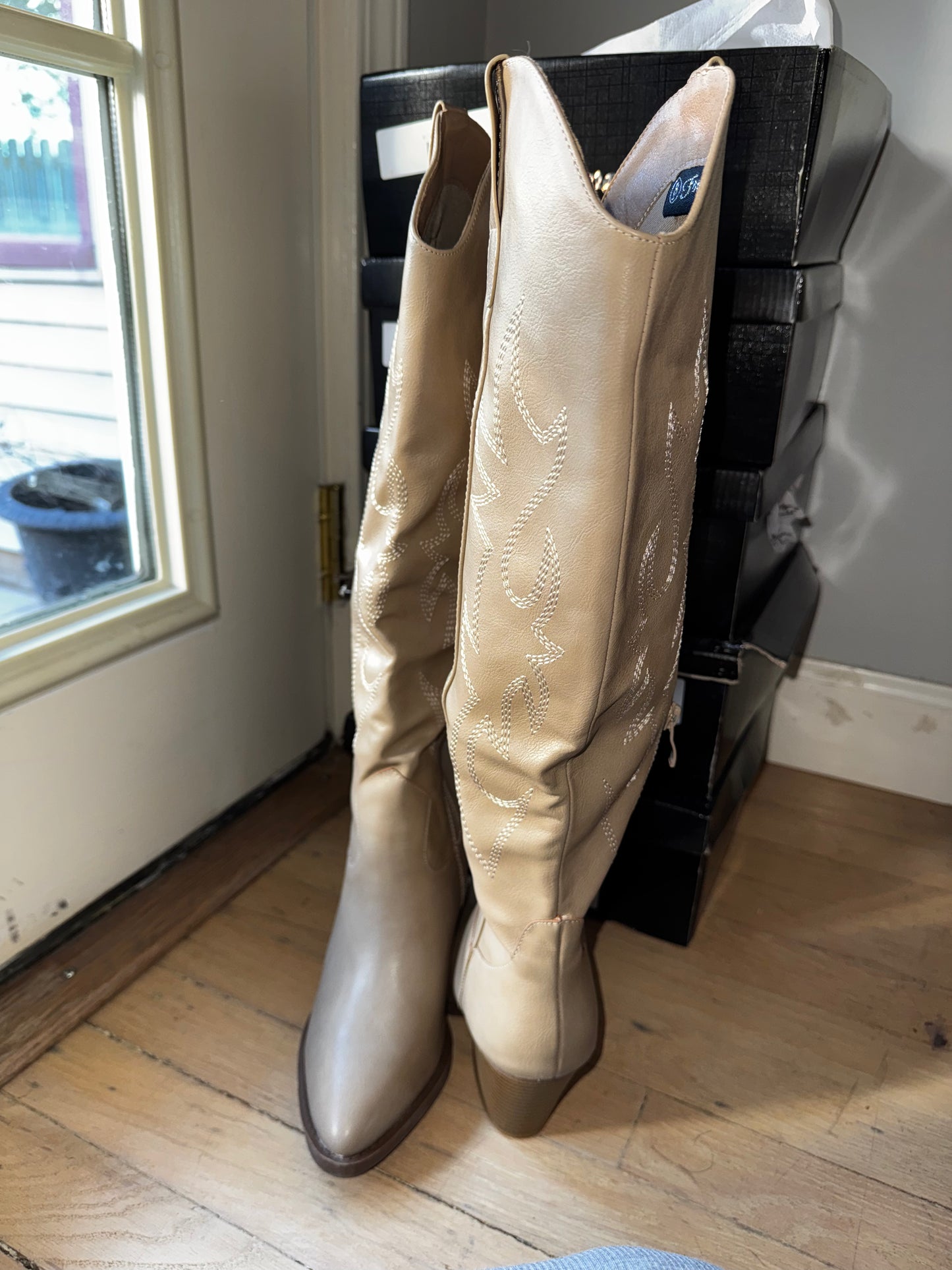 6 Taupe Tall Western Boots