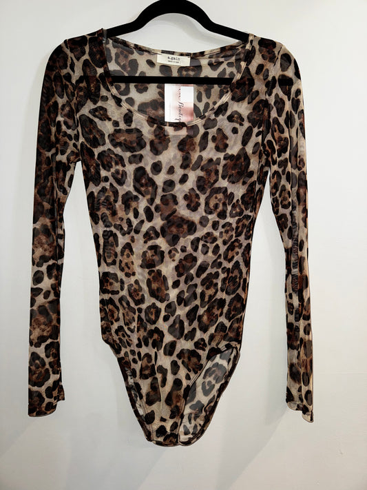 M NWT a.gain sheer leopard bodysuit