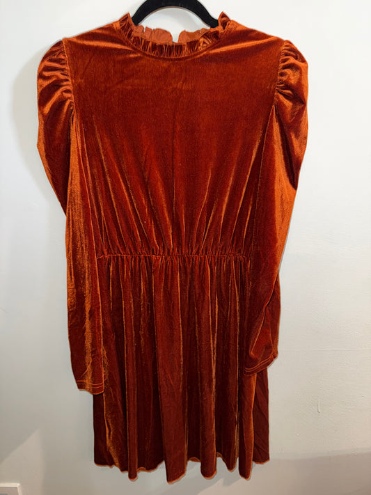 S NWT Orange velvet dress
