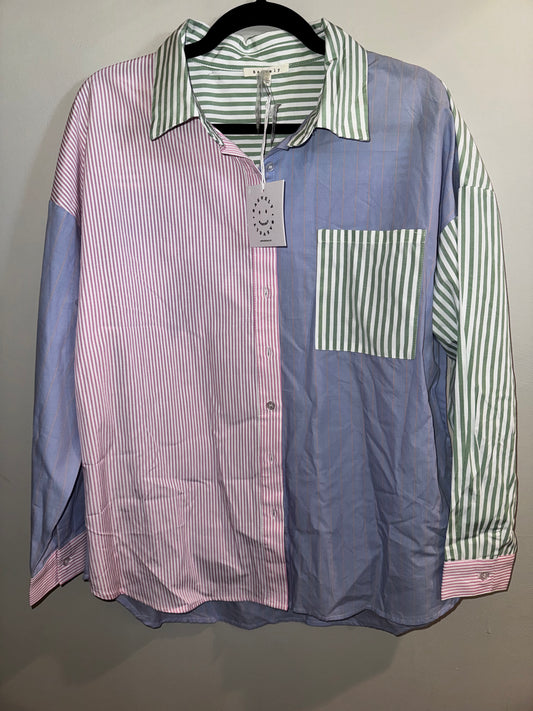 L NWT BaeVerly striped button up
