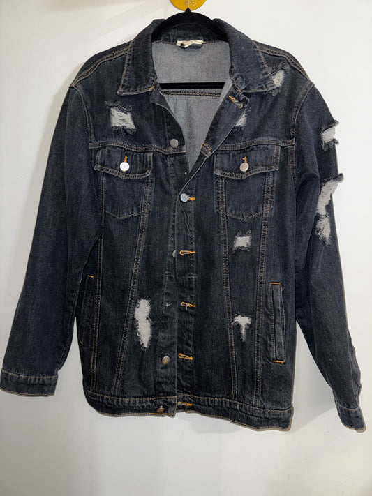M Umgee dark wash distressed denim jacket